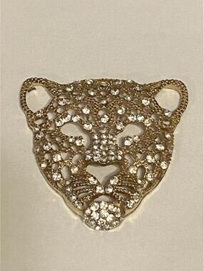 Pendant Rhinestones Goldtone Jaguar